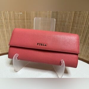 FURLA Coral Pink Leather Wallet